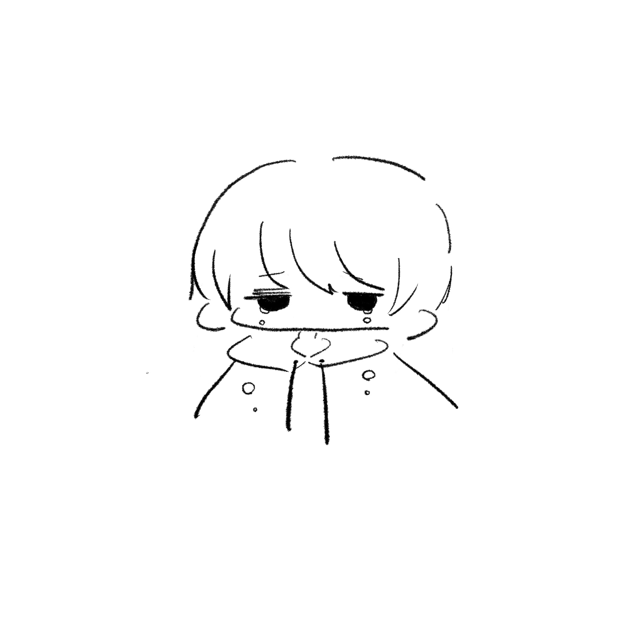 パーカーと涙を流して泣いている男の子のイラスト ゆるいせかい